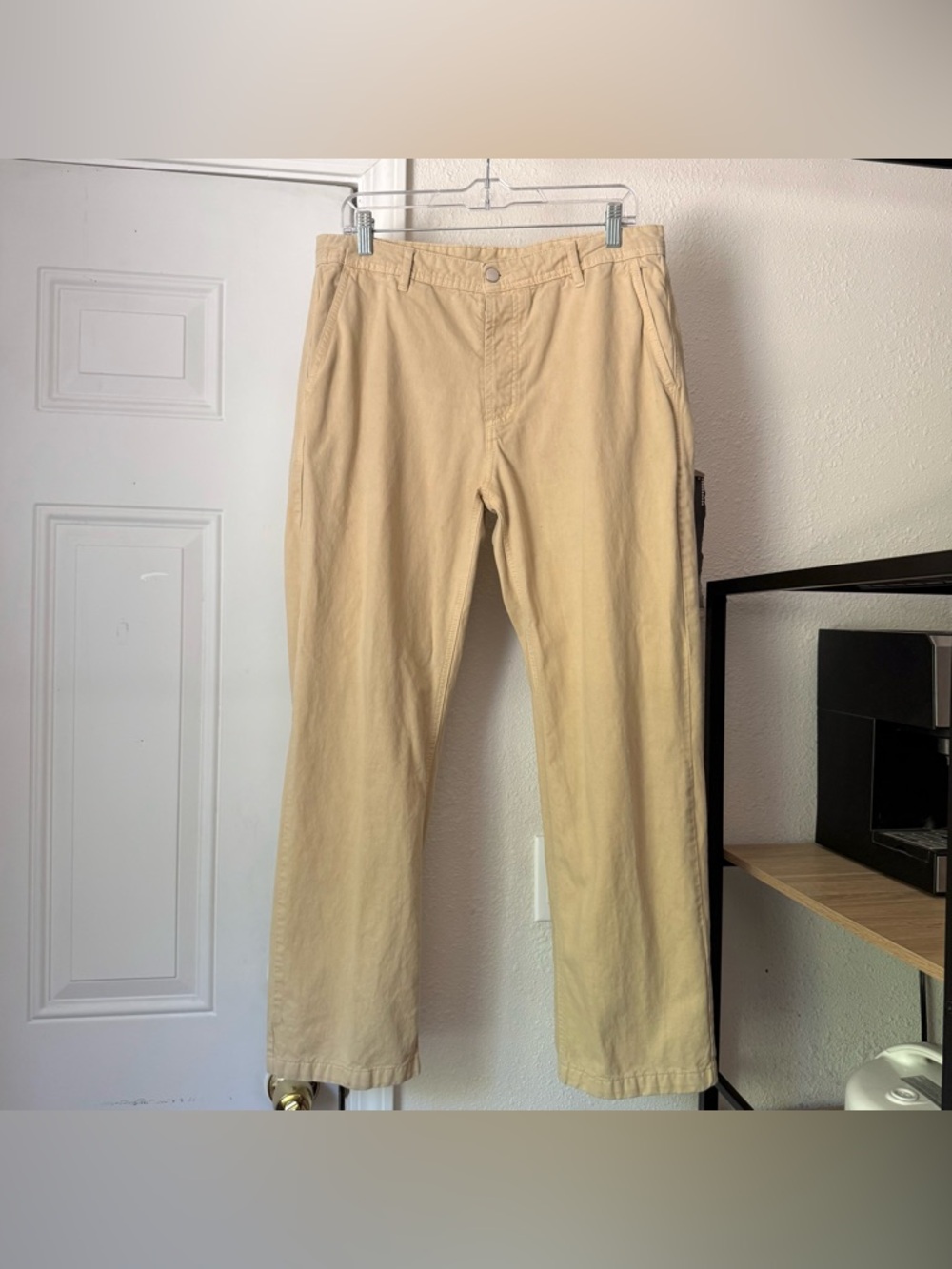 RONNING London cream tan cotton slim straight leg pants